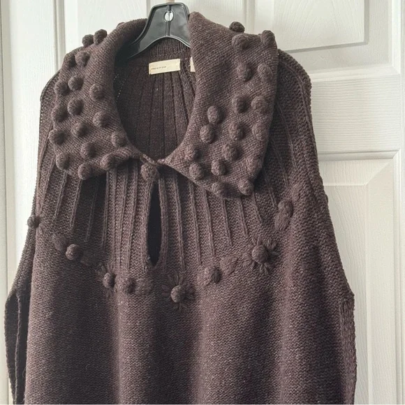 Anthropologie Sleeping On Snow Brown Wool Sweater Vest Bubble Knit Sz M - Picture 6 of 12